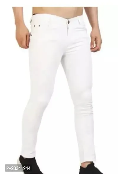 Trendy Cotton Blend White Jeans For Men-thumb3