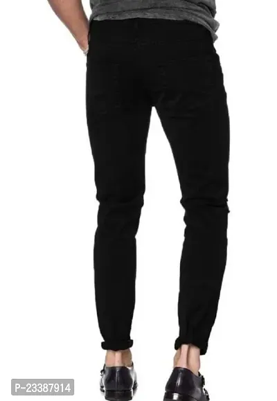 Trendy Cotton Blend Knee Slit Jeans For Men-thumb2