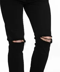 Trendy Cotton Blend Knee Slit Jeans For Men-thumb2
