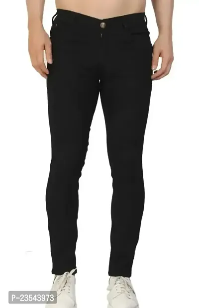 MEN PLAIN BLACK JEANS-thumb0