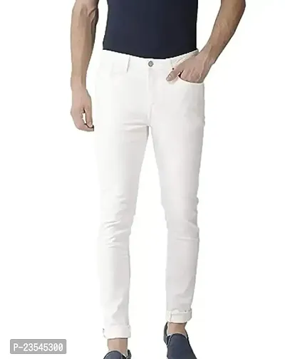 MEN PLAIN WHITE JEANS-thumb0