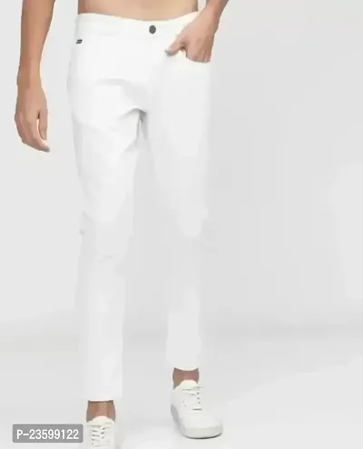 MEN PLAIN WHITE JEANS-thumb0