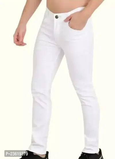 MEN PLAIN WHITE JEANS-thumb3