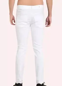 MEN KNEE SLIT WHITE JEANS-thumb1