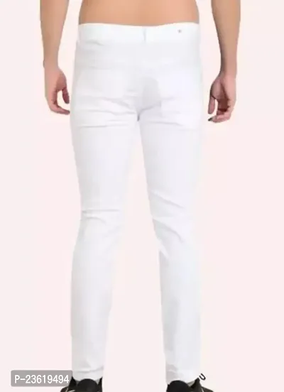 MEN KNEE SLIT WHITE JEANS-thumb2