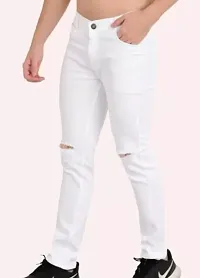 MEN KNEE SLIT WHITE JEANS-thumb2