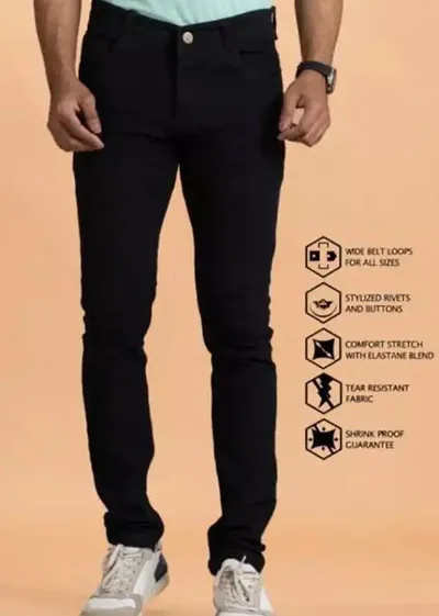 MEN KNEE SLIT BLACK JEANS