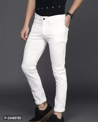 Classic  Cotton Blend  Mid-Rise Jeans For Men-thumb3