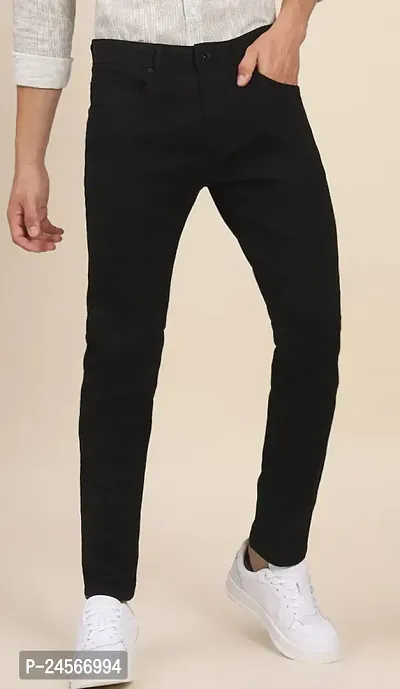 Classic Cotton Blend Solid Jeans For Men