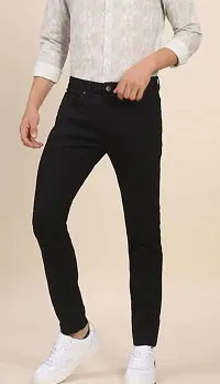 Classic Cotton Blend Solid Jeans For Men-thumb2