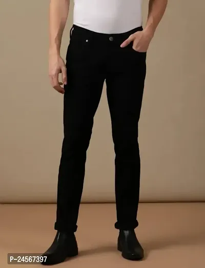 Classic Cotton Blend Solid Jeans For Men