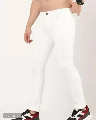 MEN PLAIN WHITE JEANS-thumb2