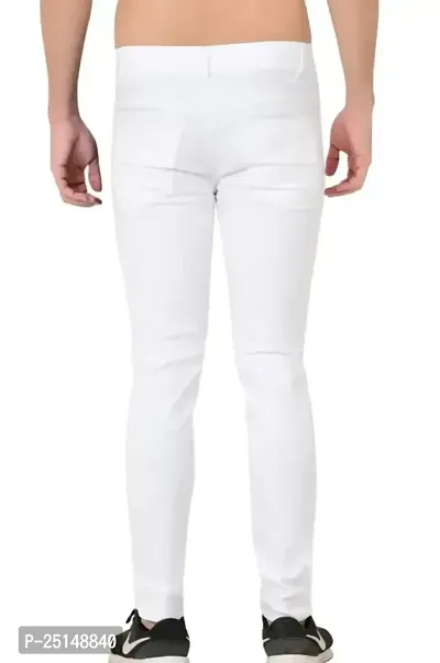 MEN KNEE SLIT WHITE JEANS-thumb2