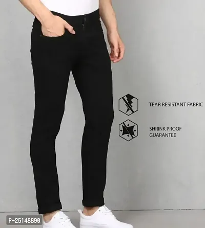 MEN PLAIN BLACK JEANS-thumb2