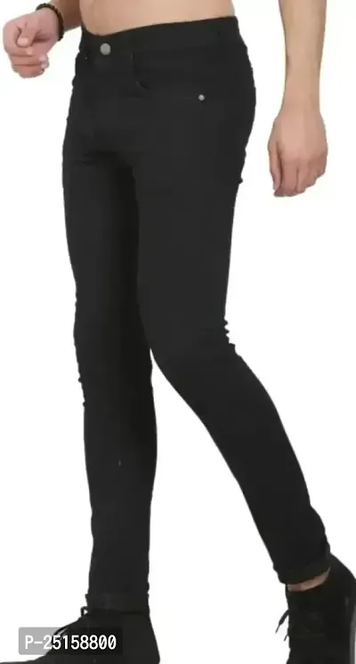 MEN PLAIN BLACK JEANS-thumb2