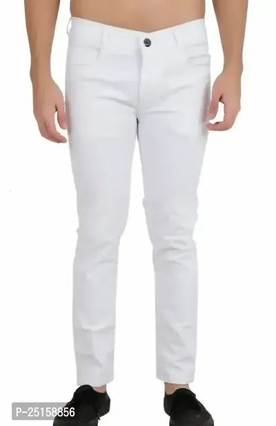 MEN PLAIN WHITE JEANS-thumb0