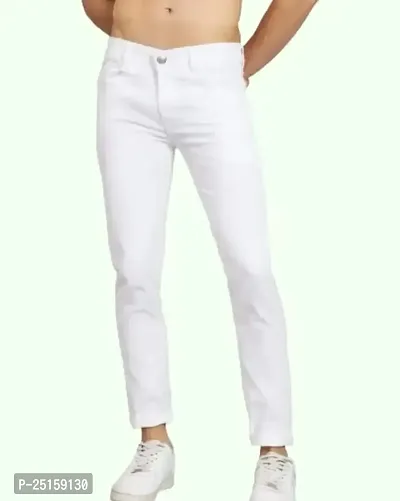 MEN PLAIN WHITE JEANS-thumb0