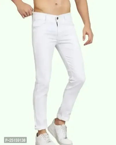 MEN PLAIN WHITE JEANS-thumb3