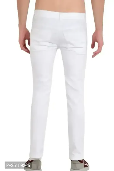 MEN KNEE SLIT WHITE JEANS-thumb2