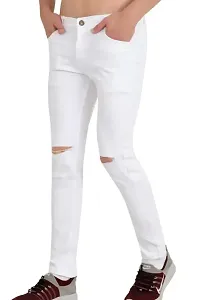 MEN KNEE SLIT WHITE JEANS-thumb2