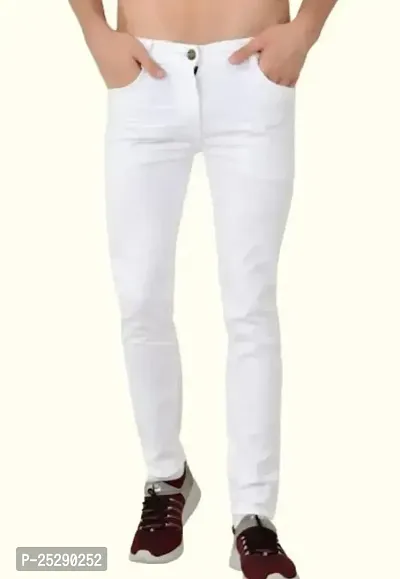 Men Plain White Jeans-thumb0