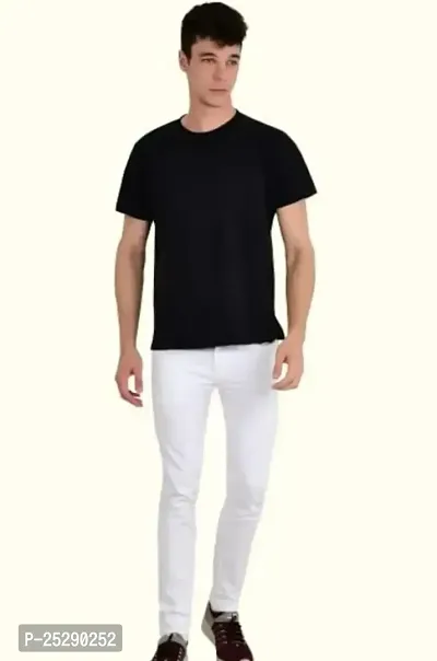 Men Plain White Jeans-thumb3