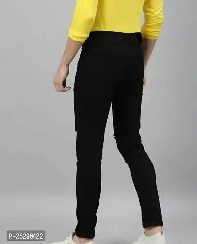 Men Knee Slit Black Jeans-thumb2