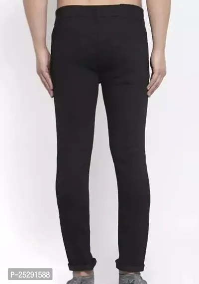 Men Knee Slit Black Jeans-thumb2