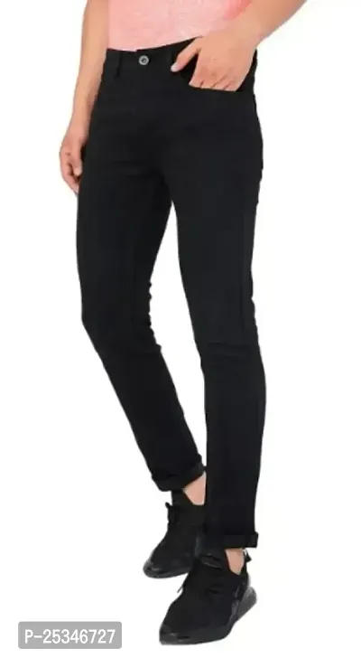 Men Plain Black Jeans-thumb0