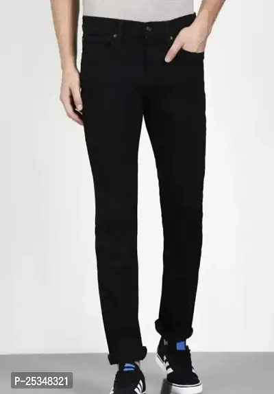 Men Plain Black Jeans-thumb0