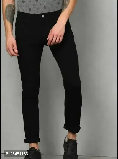 MEN PLAIN BLACK JEANS-thumb0