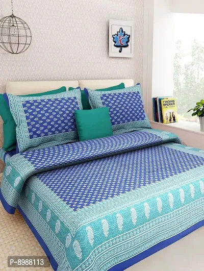 War Trade India Cotton Double Bedsheet Sanganeri Print with 2 Pillow Cover WTI_DNS.807-thumb0