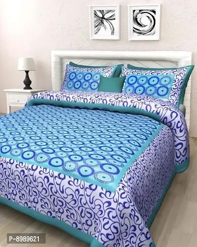 War Trade India Cotton Double Bedsheet Sanganeri Print with 2 Pillow Cover WTI_DNS.483