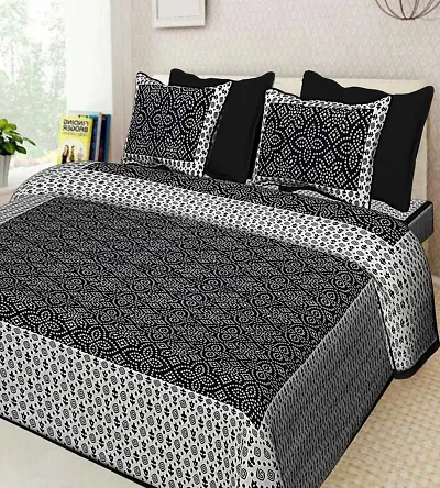 Queen Size Cotton Printed Bedsheet with 2 Pillow Covers