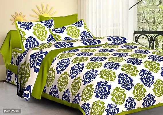 Beautiful Multicoloured Cotton Printed double Bedsheet With Two Pillow Covers