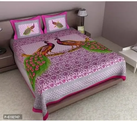 Beautiful Cotton Printed Bedsheet With Two Pillow Covers-thumb0