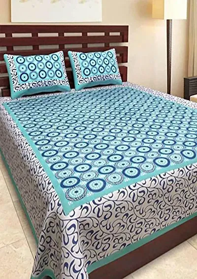 Cotton Printed Double Bedsheet With 2 Pillow Cover