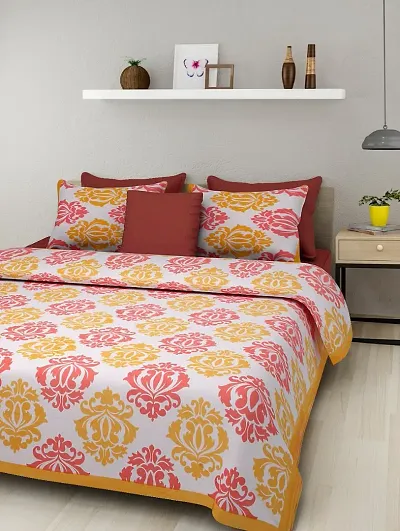 Modern Printed Cotton Double Bedsheet with 2 Pillow Cover
