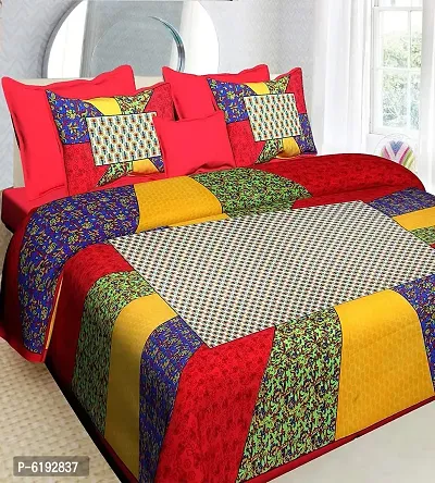 Beautiful Cotton Printed Bedsheet With Two Pillow Covers-thumb3