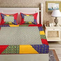 Beautiful Cotton Printed Bedsheet With Two Pillow Covers-thumb1