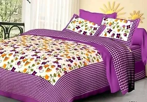 Beautiful Multicoloured Cotton Printed double Bedsheet With Two Pillow Covers-thumb1