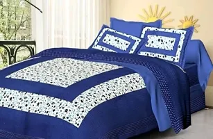 Beautiful Cotton Printed Bedsheet With Two Pillow Covers-thumb1