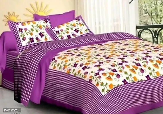 Beautiful Multicoloured Cotton Printed double Bedsheet With Two Pillow Covers