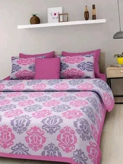 Cotton Printed Queen Size Bedsheet with Pillow Covers