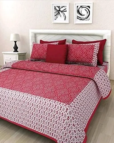 Cotton Ethnic Printed Queen Size Bedsheet with Pillow Covers