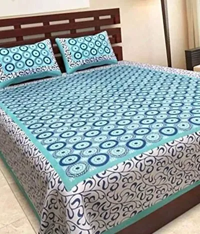 Cotton Printed Double Bedsheet With 2 Pillow Cover