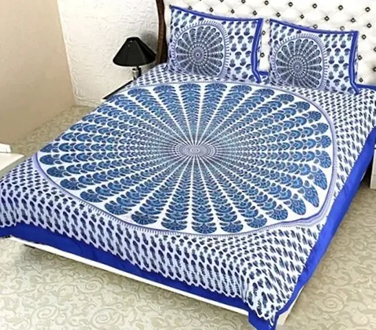 Printed Queen Size Cotton Bedsheet with 2 Pillow Covers