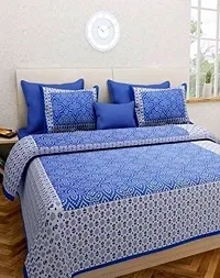 Beautiful Cotton Printed Bedsheet With Two Pillow Covers-thumb1