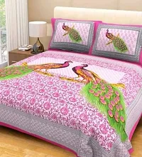 Beautiful Cotton Printed Bedsheet With Two Pillow Covers-thumb1