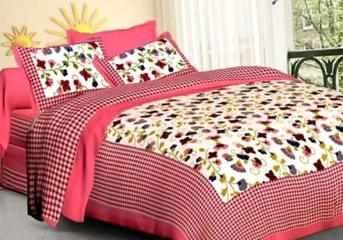 Jaipur Sanganeri Print Cotton Queen Size Bedsheets